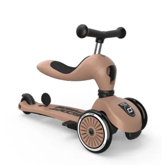 Porteur / Trottinette HighWayKick Mocha avec barre - 1 push and go - Scoot and ride