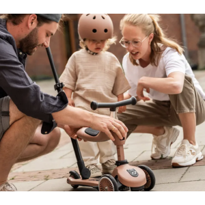 Porteur / Trottinette HighWayKick Mocha avec barre - 1 push and go - Scoot and ride