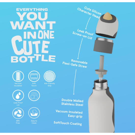 Gourde inox isotherme Bestie pingouin - 460 ml