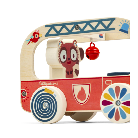 Camion de pompier en bois Jack le Lion - Lilliputiens