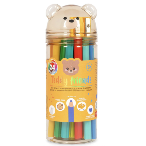 Set de 24 crayons de couleur avec taille-crayon - Teddy friends - Legami