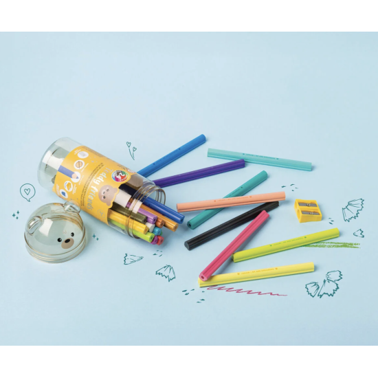 Set de 24 crayons de couleur avec taille-crayon - Teddy friends - Legami