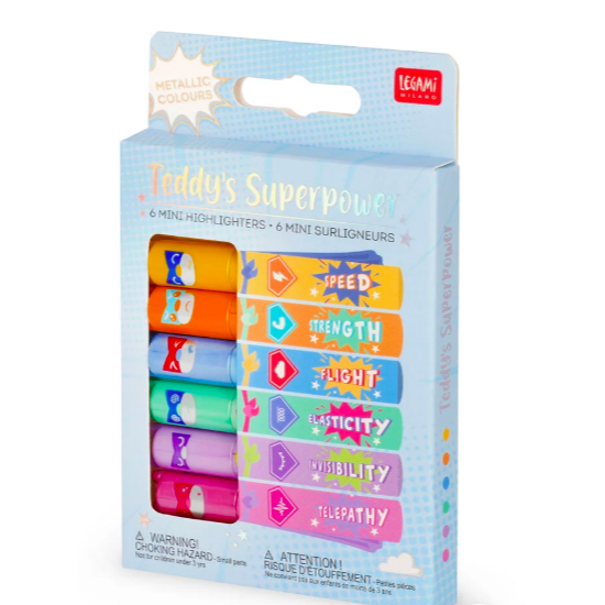 Set de 6 mini surligneurs - Teddy's superpower - Legami
