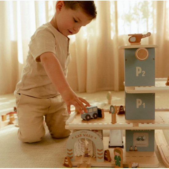 Garage en bois bleu- Essentials - Little Dutch