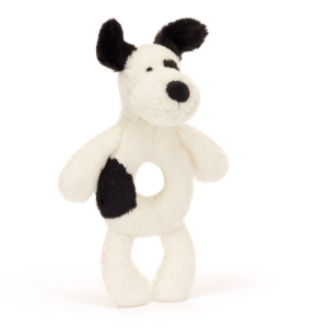 Hochet peluche bashful Puppy Black and cream - Jellycat