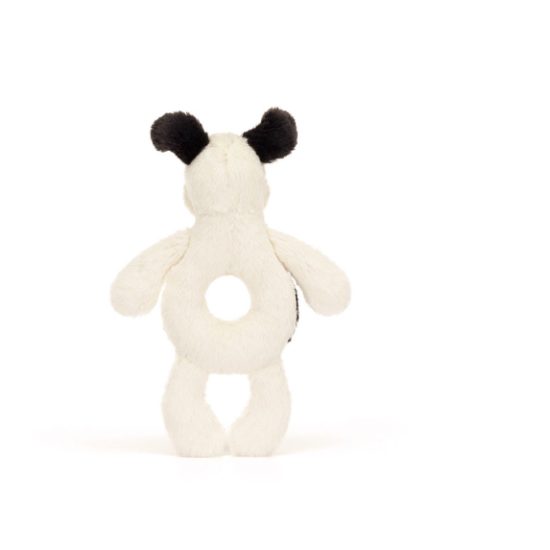 Hochet peluche bashful Puppy Black and cream - Jellycat
