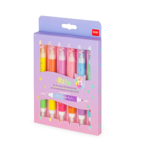 Set de 6 surligneurs à double pointe - Kitty - Legami