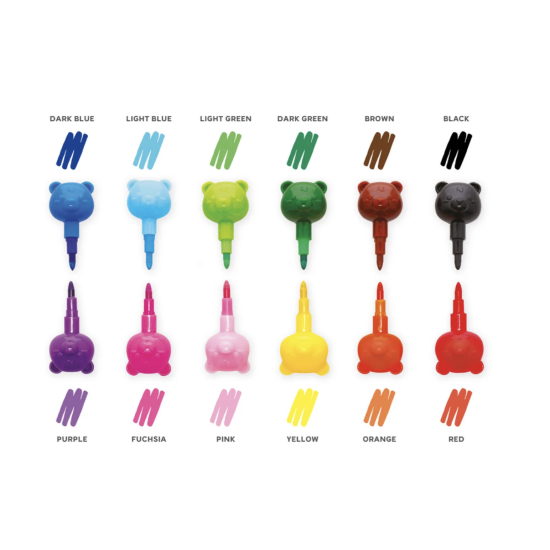 12 crayons de couleur empilables Teddy Bear - Legami