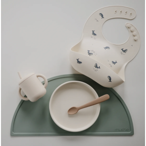 Bavoir silicone Baleines - Mushie