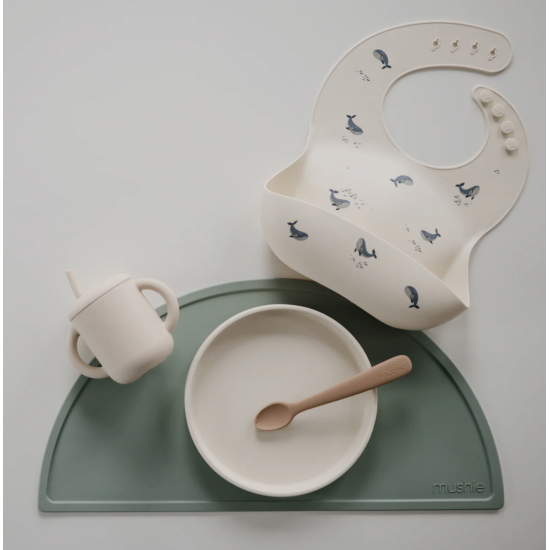 Bavoir silicone Baleines - Mushie