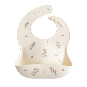 Bavoir silicone Pink flowers - Mushie