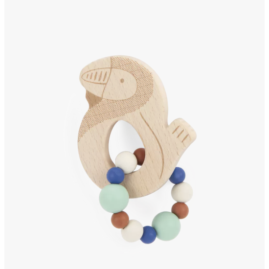 Anneau de dentition en silicone et bois - La forêt Mawa - Moulin Roty