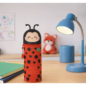 Trousse 2 en 1 Kawaii Coccinelle - Silicone souple - Legami