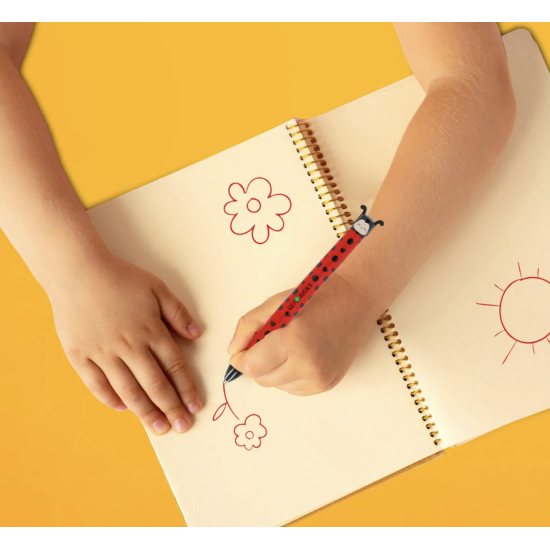 Stylo à bille à deux couleurs - Coccinelle - Click&clack - Legami