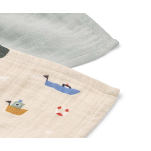 Lot de 2 langes en mousseline de coton Lewis - Sailing /Dove blue - Liewood