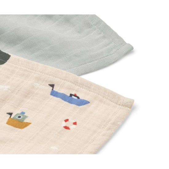 Lot de 2 langes en mousseline de coton Lewis - Sailing /Dove blue - Liewood