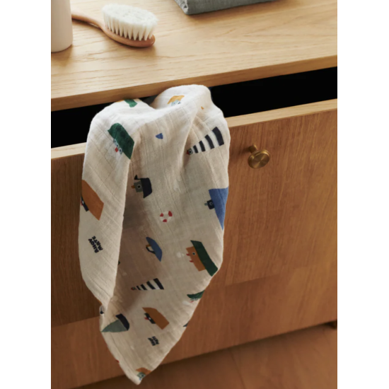 Lot de 2 langes en mousseline de coton Lewis - Sailing /Dove blue - Liewood