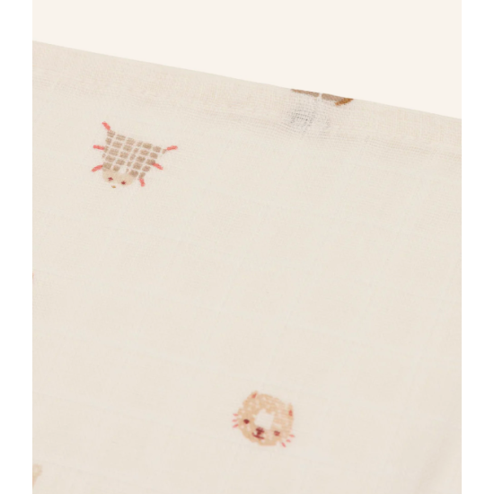 Langes en gaze de coton x3 - Animal Friends 70x70cm - Jollein