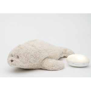 Peluche veilleuse / bruits blancs - Phoque Nature bio sable - Moonie