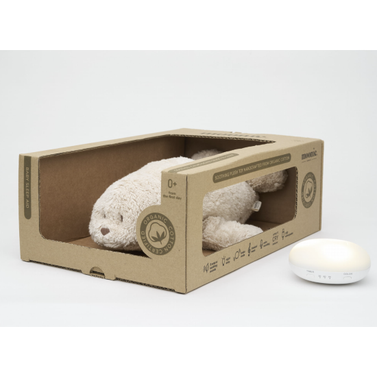 Peluche veilleuse / bruits blancs - Phoque Nature bio sable - Moonie