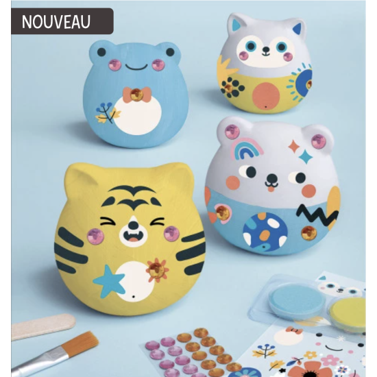 Figurines en plâtre à décorer - 4 animaux - Janod