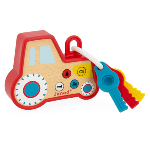 Porte-clés sonore et lumineux en bois - Tracteur - Janod