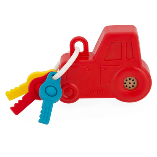 Porte-clés sonore et lumineux en bois - Tracteur - Janod