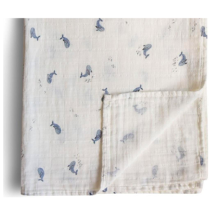 Maxi lange en coton 120 x 120 cm - Baleines - Mushie