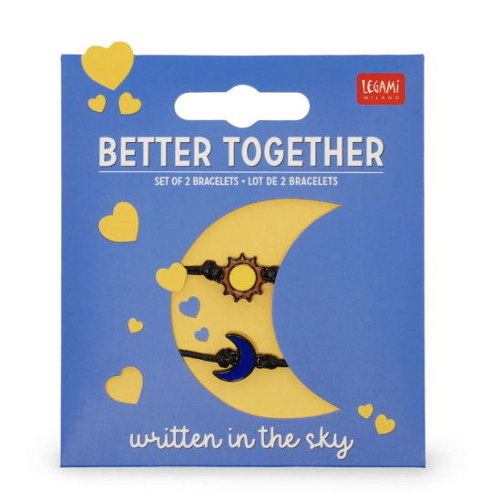 Lot de 2 bracelets "Better together" - Sun and Moon - Legami