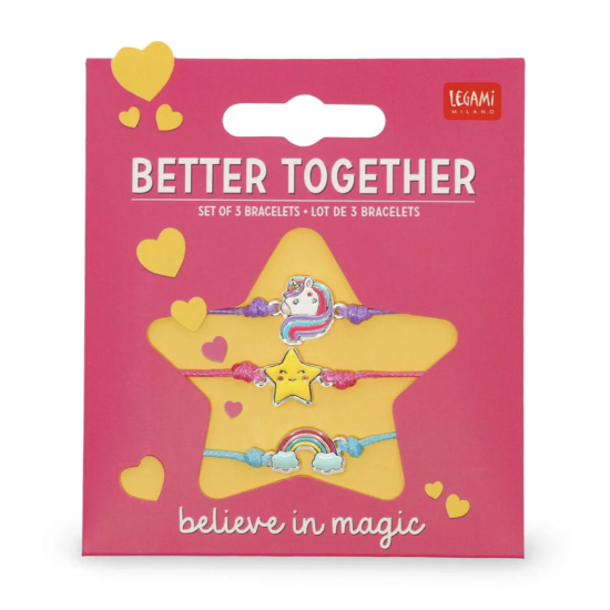 Lot de 3 bracelets "Better together" - Licorne - Legami