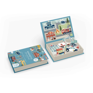 Magnetic box set and book - Les véhicules - Sassi