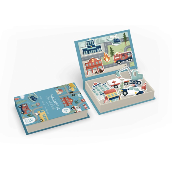 Magnetic box set and book - Les véhicules - Sassi