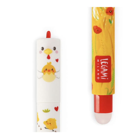 Stylo à encre gel effaçable - Poule Hen "I care a lot" - Legami T