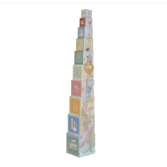 10 cubes à empiler animaux - Safari Friends - Little Dutch