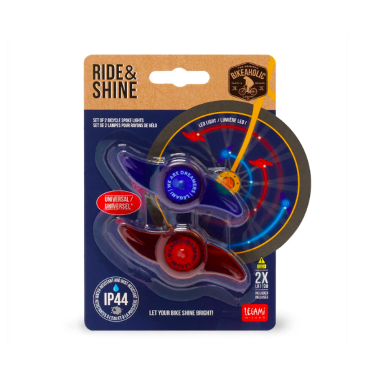 Set de 2 lumières LED pour rayons de vélo - Espace - Legami