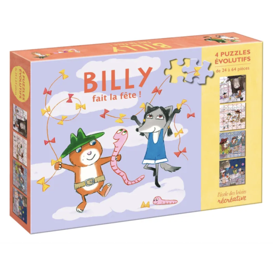 4 puzzles évolutifs - Billy fait la fête - L'école des loisirs