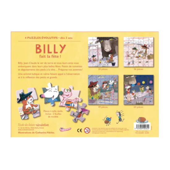 4 puzzles évolutifs - Billy fait la fête - L'école des loisirs