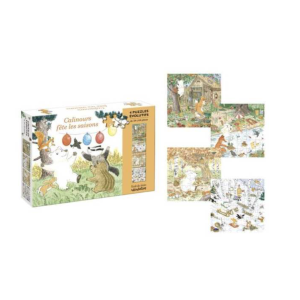 4 puzzles évolutifs - Calinours fête les saisons - L'école des loisirs