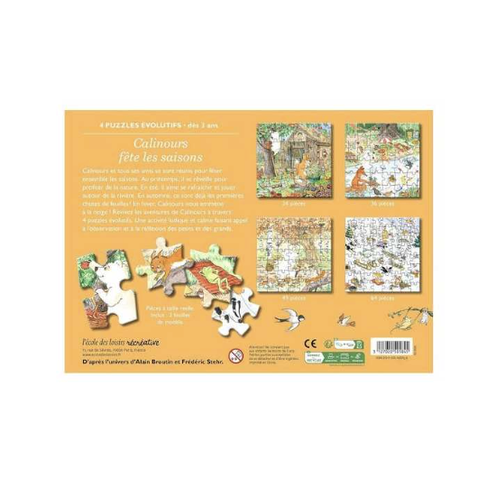 4 puzzles évolutifs - Calinours fête les saisons - L'école des loisirs