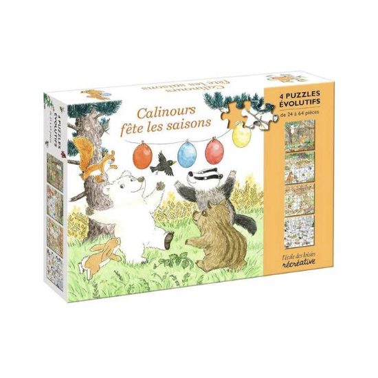 4 puzzles évolutifs - Calinours fête les saisons - L'école des loisirs