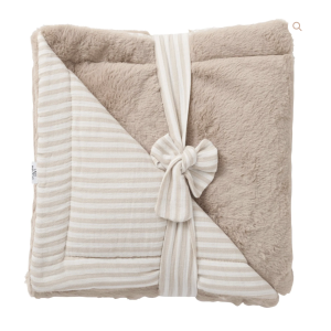 Couverture Angora luxe 70 x 100 cm - Rayé galet - BB and CO