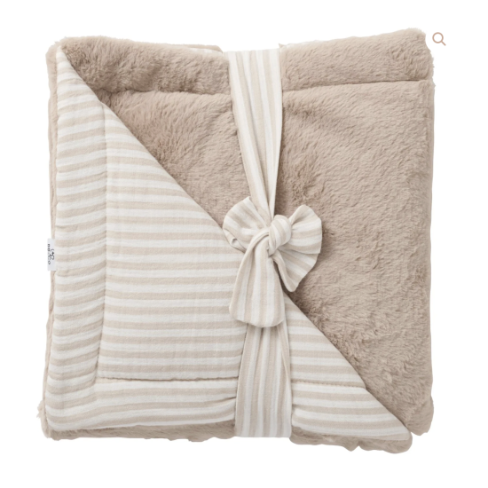 Couverture Angora luxe 70 x 100 cm - Rayé galet - BB and CO