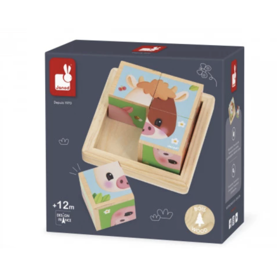 Barquette 4 cubes ferme - Janod