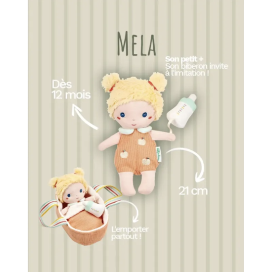 Poupée en tissu - Méla et son couffin 21 cm - Lilliputiens