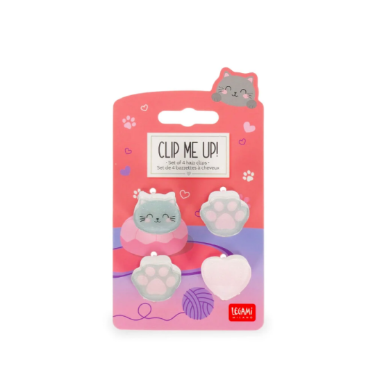 Set de 4 mini barrettes à cheveux Clip me up - Kitty - Legami