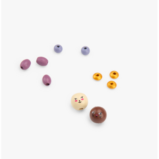 Coffret perles en bois colorées - Les Minouchkas - Moulin Roty