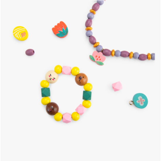 Coffret perles en bois colorées - Les Minouchkas - Moulin Roty