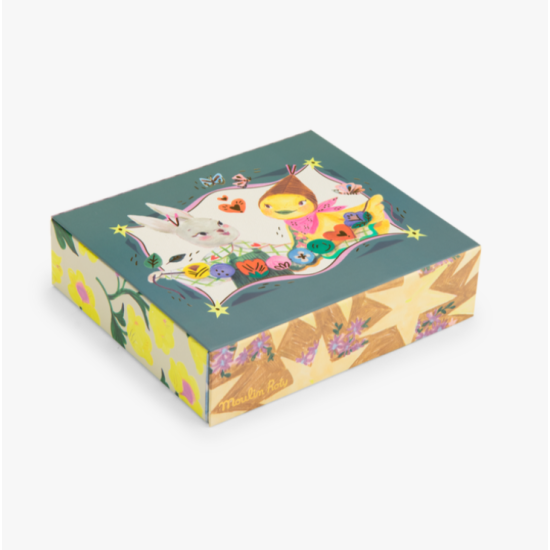 Coffret perles en bois colorées - Les Minouchkas - Moulin Roty