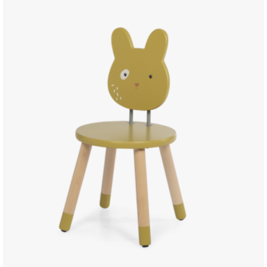Chaise en bois ocre - Trois petits lapins - Moulin Roty