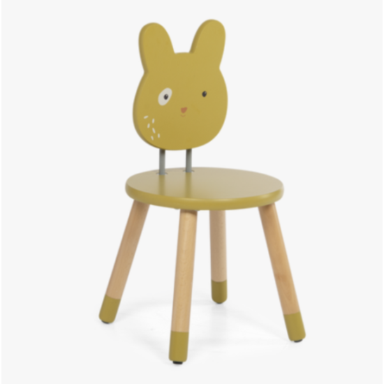 Chaise en bois ocre - Trois petits lapins - Moulin Roty